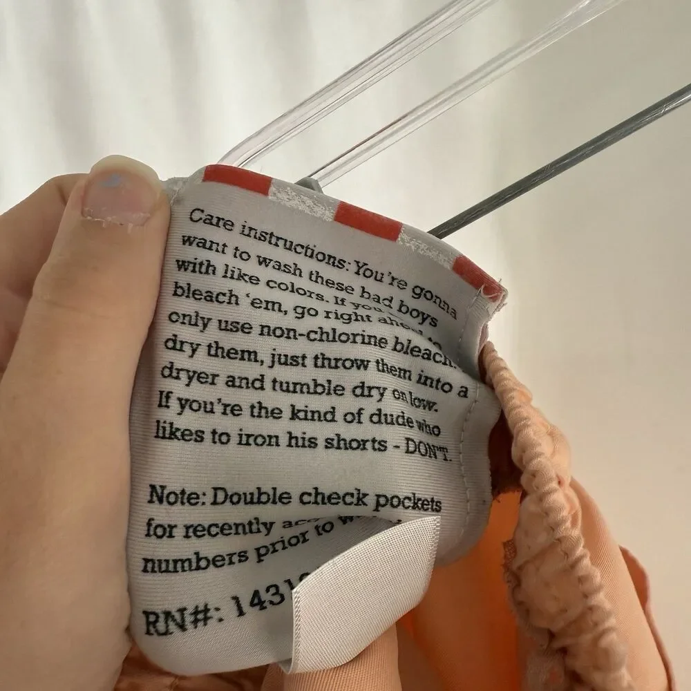 Chubbies Shorts Men's XL Cream Orange Drawstring Pull On Pockets Unlined - Picture 8 of 12